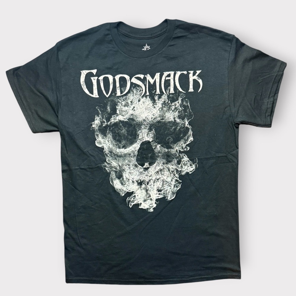 Godsmack Band Tee Smoke Skull Graphic Black Cotton T-Shirt Mens Medium